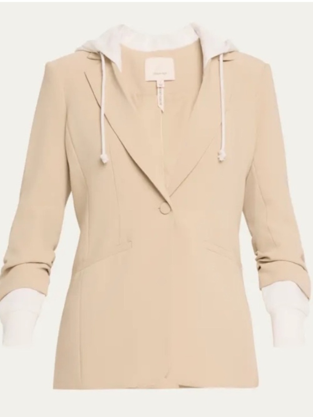 NWT CINQ A SEPT KHLOE HOODED KHAKI/WHITE SIZE 2 - Picture 2 of 5